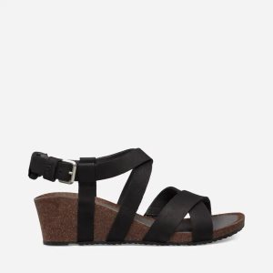 Teva Mahonia Wedge Cross Strap Naisten Mustat Sandaalit